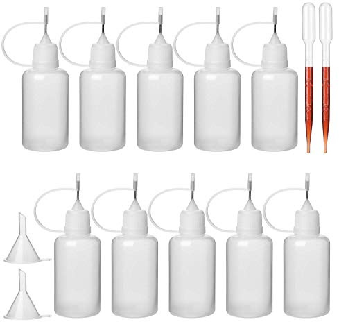Hyber&Cara 10Pcs Plastic Squeeze Applicator Needle Bottle 30ml / 1 Oz Quilling Glue Bottle for Liquid Glue Oil DIY Craft Quilling Tool