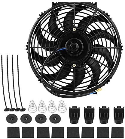 Ventilateur de Refroidissenment de Voiture,Fydun 12V 80W Ventilateur de Refroidissement de Moteur de Radiateur Electrique Universel aux 10 Lames Incurvées pour Voiture Camping Car avec Kit de Montage
