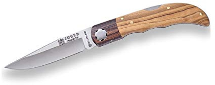 Joker Navaja Pointer NO118 deportiva de bolsillo con cachas de olivo y virola palisandro, hoja 8 cm, herramienta de pesca, caza, camping y senderismo