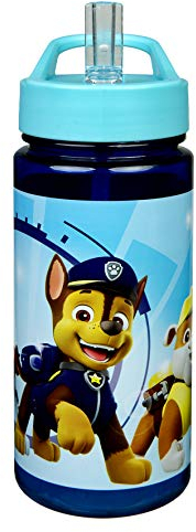 Aero Paw Patrol Plastic Water Bottle with Integrated Straw and Spout, Free of Bisphenol A and Phthalates, Approx. 500 ml