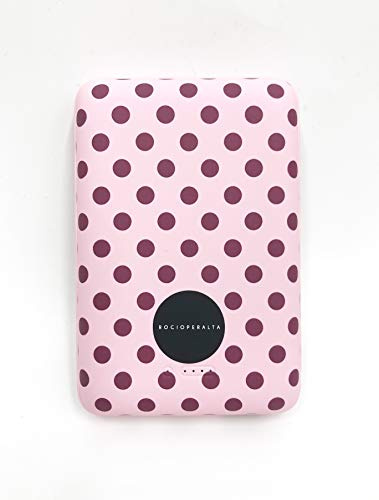 Rocio Peralta-Bateria Externa Wireless Power Bank 10.000 mAh. Lunares Rosa. Posibilidad de usar con Cable y sin Cable. Las Ventosas permiten llevarla pegada a tu dispositivo