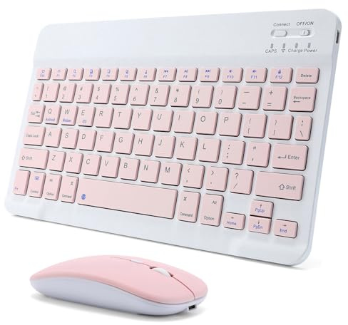 Uppladdningsbart Bluetooth-tangentbord och muskombination för iPad, ultratunt bärbart kompakt trådlöst mustangentbord för iPad Pro Air Mini iPhone Android surfplatta mobiltelefon, iPadOS/iOS 13 och