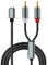 RCA Audio Aux Cable, 2-Male Stereo Y Splitter Adapter, Compatible with Phone Pad for Car, Amplifier, Theater, Speaker, DJ Controller (1M)