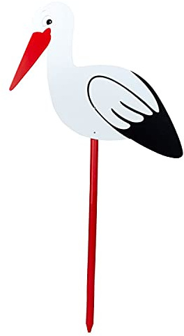 Storch mit Stab 100cm Holz Klapperstorch wetterfest Geburtsgeschenk Baby