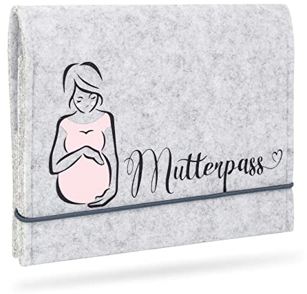 Mutterpasshülle aus Filz, passend für den deutschen Mutterpass – perfektes Design, handgefertigt in Deutschland - für die Schwangerschaft, mit praktischen Fächern (Mutterpass)