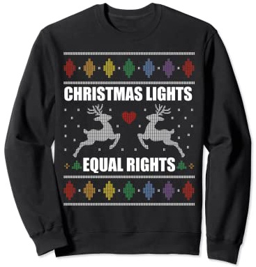 Weihnachtslichter und Äqual-Rights, femininistische Ugly Xmas Meme Sweatshirt