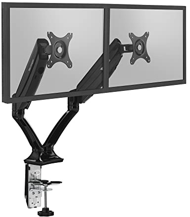 Vantage Office Duo Monitor Halterung (VESA 75 & 100, 2X 2-9 kg, für 10-27 Zoll Bildschirme, mit Gasdruckfeder, drehbar, neigbar, schwenkbar) schwarz