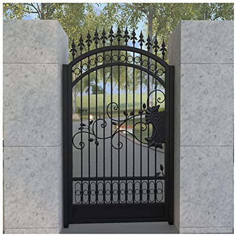 Ornamental Garden Gate Garden Mesh Gate Outdoor Fence Gate Villa Courtyard Door European Style Iron Gate For Patio Entrance Barrier Safety Privacy Border Backyard Wall (Color : Black, Size : 39.4x3