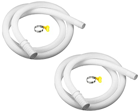 sourcing map Universal Air Conditioner Drain Hose 16mm ID 4.9ft with Clamp for AC Units Washing Machine, White Pack of 2