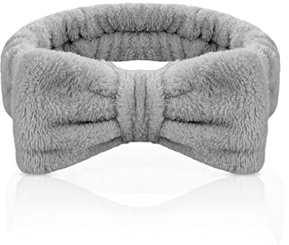 Aomig Bandeau de Lavage, Bandeaux de Maquillage, Bandeaux de Spa Facial Bandeau de Maquillage Bandeau Élastique de Visage Serre-Tête de Visage pour Soins de Peau (Gris)