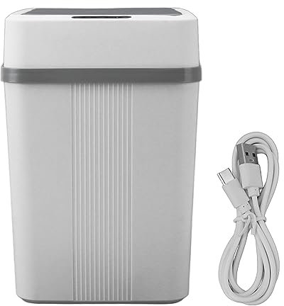 Pattumiera con Sensore Intelligente con Ricarica USB, Coperchio Automatico, Impermeabile, Spazio Salvaspazio per Camera da Letto, Bagno, Ufficio