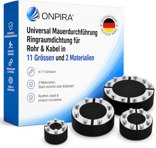 Onpira® Universal Mauerdurchführung Ringraumdichtung für Rohr & Kabel in 11 Grössen und 2 Materialen (Stahl 80mm)
