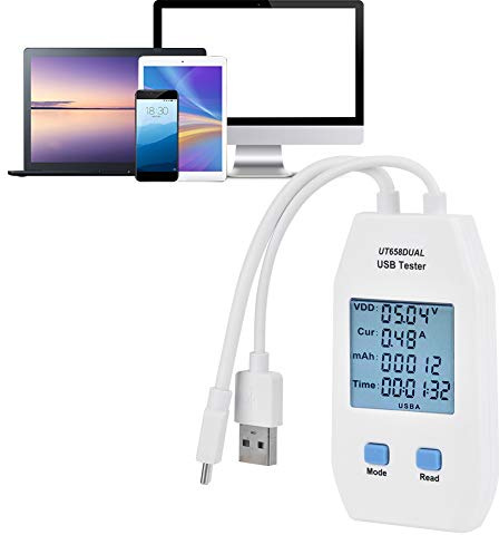 USB Tester Digital Power Meter, LCD Digital Multimeter Voltmeter Ammeter USB Power Bank Capacity Tester Voltage/Amps Power Meter USB Charger Detector Current Voltage Power Tester