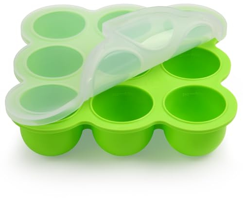 Aolso Contenitore per bambini, silicone a 9 griglie con coperchio, perfetto per il congelatore, Arancione-9-griglia