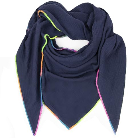 Glamexx24 Schal für Damen Herren Musselin Dreieck Winterschal Baumwollschal Halstuch mit Farbverlauf an der Naht Sehr warm und weich auf der Haut Made in Italy