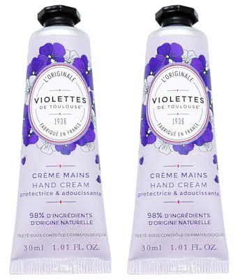 BERDOUES Crème Main Violettes de Toulouse, Lot de 2, Crème main protectrice et adoucissante délicatement parfumée