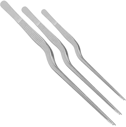 MAGICLULU Stainless Steel Food Tweezers Kitchen Cooking Clips Fish Bone Tweezers Long Steak Clips Precision 14cm 16cm 20cm Set of 3 for Professional Culinary Use