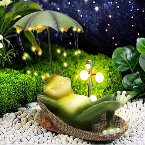 IVEOPPE Solar Frosch Deko Gartenfigur Gartendeko - Gartendeko für Draußen mit 32 LEDs, für Außen Garten Balkon Terrasse Zimmer, Gartendeko Figuren Geschenke für Frühlingsdeko Ostern Frauen/Mama