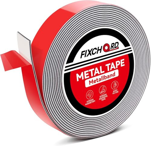 FIXCHORD Nastro metallico autoadesivo, Striscia di metallo con supporto adesivo, Banda Metallica, Nastro flessibile in metallo per Tonies & Magnete 6m*35mm