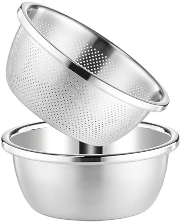 Milageto Colador, Tazón de Sopa de Cocina, Cuenco Grueso para Lavar arroz para Uso doméstico, Cuenco para Lavar Verduras, Cesta escurridora, 32CM