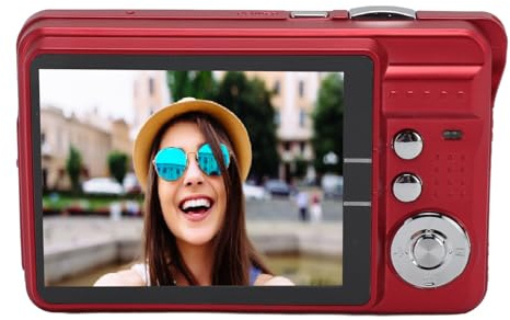 Appareil Photo Numérique, Appareils Photo à écran 48MP HD 2,7 Pouces pour la Photographie Appareil Photo Numérique 4K avec Zoom 8X pour Adolescents et Enfants (Rouge)