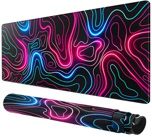 Stor musmatta för skrivbord – 80 x 40 cm spelmusmatta med sydda kanter, halkfri bas, skrivbordsmatta för tangentbord och mus