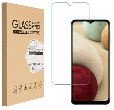 Shunwige Tempered Glass Screen Protector Designed for Samsung Galaxy A12, Smartphone Tempered Film, HD, 9H Hardness, Anti-scratch, Touch Sensitive, Drop-protection