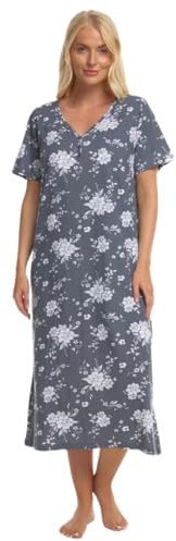 Suzy & Me Plus Size 100% Jersey Cotton Nightshirt (GREY FLORAL 18-20)