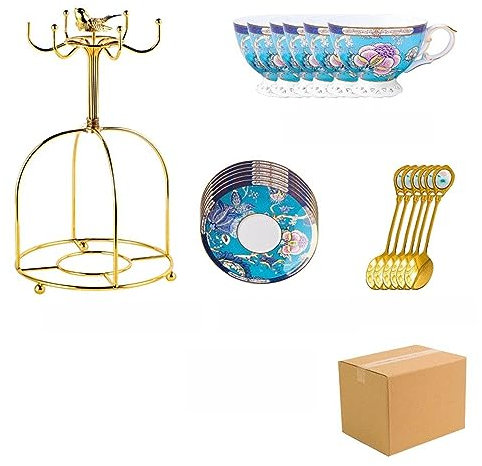 DDKYHU Service à thé, Service à thé, Service à thé, Service à thé en Porcelaine Anglaise, Coffret Cadeau, Tasse à café et Soucoupe européennes pour la Maison