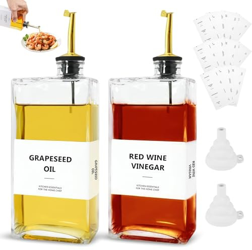AOZBZ 2 Pcs 500ml Olive Oil Dispenser Bottle, Coffee Syrup Dispenser, Elegant & Classy Olive Oil Bottles for Kitchen, Glass Cooking Oil Dispenser, Clear Borosilicate Oil Bottle for Kitchen