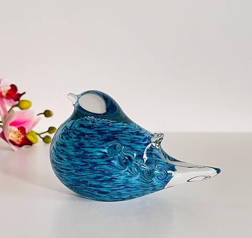 DECRZPB Handgemachte Glas Blau Vogel Taube Elster Figurine Geblasen Kristall Glasur Briefbeschwerer Ornament Geschenk Tisch Home Decor