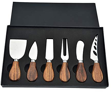 ZGFHLI Set di Coltelli da Formaggio, Paletta per Formaggio 6-Pezzi Coltello A Pasta Molle Dura con Affettatrice qualità in Acciaio Inossidabile,1
