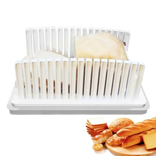Bread Slicer, Cutter Sandwiches, Adjustable Space-Saving Tool Cheese Compact Homemade Toast with Tray, Cutter Sandwich for Precision Guide Baking Cutting, 13.19x8.46x5.71 Inches