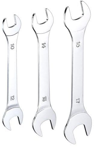 sourcing map 3pcs Double Open End Thin Wrench Set 10×12/14×15/16×17mm Metric Super Thin Small Flat Head Wrench Mirror Polished Open Ended Spanner for Automotive Repair Furniture Assembly
