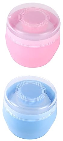 HAMPPLIES 2 Stück Babypuderquasten Kasten mit Puderquaste Kompakter Talkumpuderbehälter aus Kunststoff Aufbewahrung für Babypuder Praktisch für Kinderpflege und Outdoor Einsatz