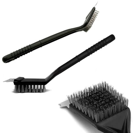 Avilia Spazzola Barbecue con Raschietto – Spazzola BBQ in Acciaio con Manico Ergonomico in PP, Accessori Barbecue per Pulizia Griglia, Lunghezza 29 cm