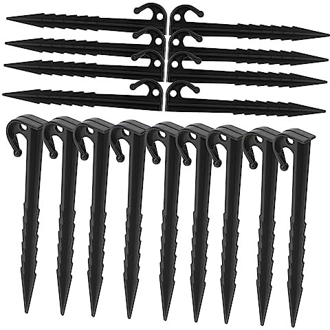 TOYANDONA Aufblasbare Zeltheringe 25 Stück Schwarz Kunststoff Camping Heringe Mit Haken Für Strand Gras Schlamm Zeltbefestigung Outdoor Zubehör