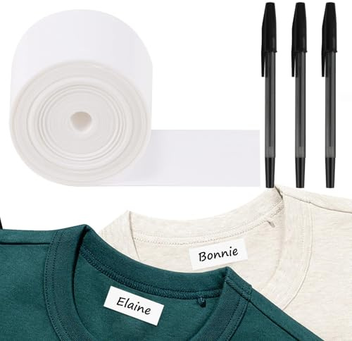 Etichette termoadesive per vestiti, etichette personalizzate per vestiti per bambini e adulti, etichette per abbigliamento scrivibili, nastro in tessuto con 3 penne, etichetta antigraffio per