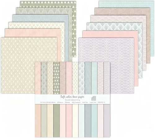 24 ark 30 x 30 cm 160 gsm dubbelsidigt scrapbook-papper (mjuk färg)