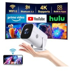 【Built-in APPS & Electric Focusing & 210° Rotation】Mini Projector With Wifi And Bluetooth, 1080P Portable Projector, Movie Projector for Bedroom, Supports Smartphones/TV Stick/iPad/PS5/Laptop/HDMI/USB