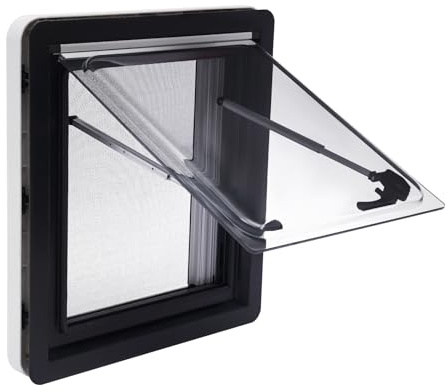 CzyuRachel Fenêtre de camping-car 48 x 52,6 cm, fenêtre externe à fermeture éclair, fenêtre de caravane avec parasol monobloc et moustiquaire, fenêtre de camping-car pour tous les types de véhicules