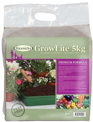 Haxnicks Growlite Peat Free Coir Compost Block, 5kg, Expands to 60L Growing Medium, pH 5.5-6.5