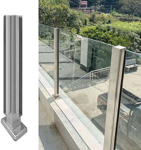 Poteau de garde-corps en acier inoxydable 304 pour terrasse, piscine, patio, balcon - 60 cm - sans perçage - Balustrade très résistante pour verre, bois, panneaux acryliques (109,2 cm)