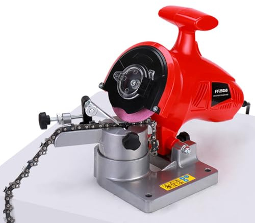 Ruiseawing Electric Chainsaw Sharpener Kit, Automatic Chain Saw Sharpener Tool, No-load Speed 8400 Rpm, Angle Adjustment (0-35°), W/Protective Cover, for All Chainsaw Chains