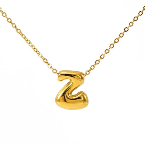OAKKY Collana Lettera a Bolle da A a Z per Donne Spessa Oro Ciondolo Iniziale Pallone Collane Carino Trendy Gioiello Alfabeto Charm Lettere Z
