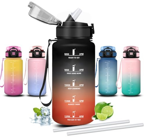 Mujigaga Botella agua Niños, Botella Agua 500ml, A Prueba de Fugas, Cantimplora Infantil, Con Cierre de Seguridad, Cantimplora con Pajita, para la Escuela, Cafetería, Oficina, Picnic, Deportes