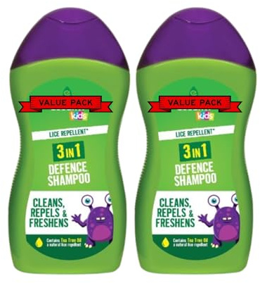 Kids Lice Repellent Shampoo 300ml x 2 – 3 in 1 Defence Formula – Head Lice Prevention Shampoo for Children – Gentle Daily Use Hair Care