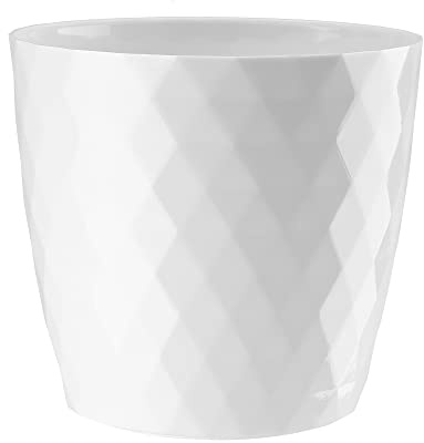 Verdenia Cristal - Vaso da fiori leggero da balcone, vaso decorativo per piante, per interni ed esterni, in plastica, rotondo, diversi colori, 12 cm, bianco
