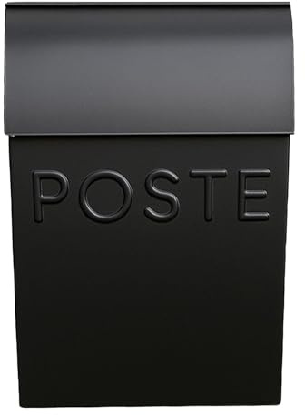 NACH French Mailboxes for Outside Wall Mount, 15 x 9.5 x 4 inches, Black Wall Mounted Mailbox and Newspaper Holder, Waterproof Mailbox for Door - The Milano Mailbox