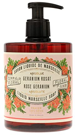 Panier des Sens - Liquid Hand Soap – Geranium Soothing HandWash – With Olive - Savon de Marseille Made in France - Organic Hand Wash 96% Natural Ingredients - Vegan Soap 500ml